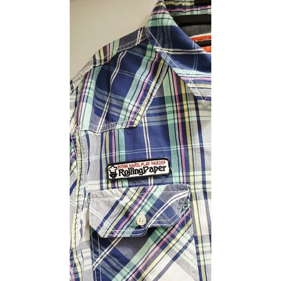 Men’s 2XL Plaid Western Shirt Snap Button Pockets Rolling Paper Co Work Harder - Picture 4 of 10